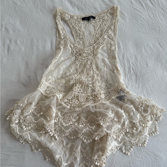 Free People Cream Lace Tank Top - Picture 8 of 8